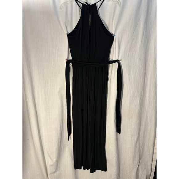 Anthropologie Maeve Corinna Halter Belted Black Jumpsuit Wide Leg Pockets XS - Picture 6 of 10